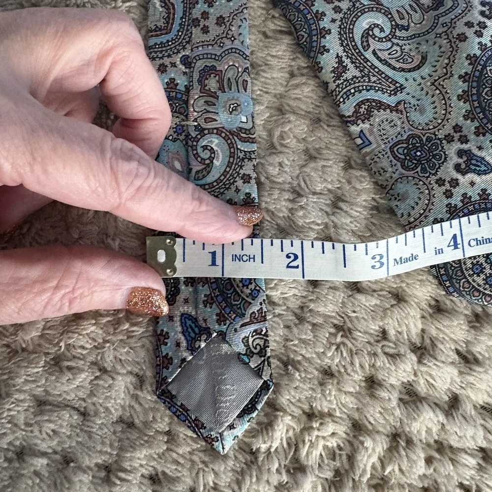Christian Dior 100% Silk Paisley Men's Neck Tie Blue USA Made Vintage VTG - Picture 11 of 12